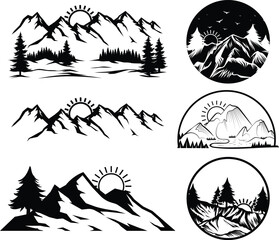Mountain EPS, Vector Images Black and White 