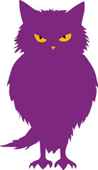 Purple Halloween spooky owl bird icon vector illustration