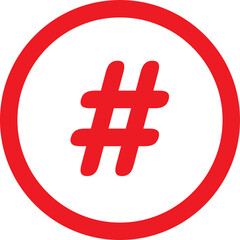 Red hashtag symbol round circle icon vector illustration