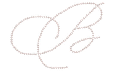 White Pearls Alphabet Letter B Luxury Text Design Vector Illustration.