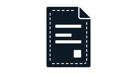 A dark glyph depicting a document with lines and a box silhouette