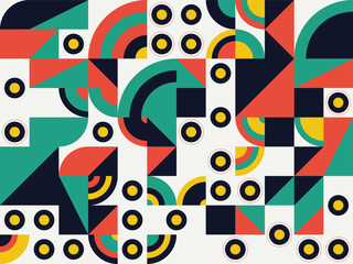 Seamless colorful retro geometric circle pattern vector illustration for wallpaper design and bright texture backdrop