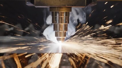 In an energetic workshop, skilled artisans transform raw metal using powerful machinery. Sparks fly as they cut and shape pieces into unique creations, blending artistry and technology.