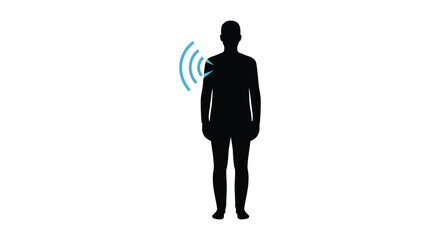 Fototapeta premium Person with communication signal emitting from shoulder depicted as a silhouette