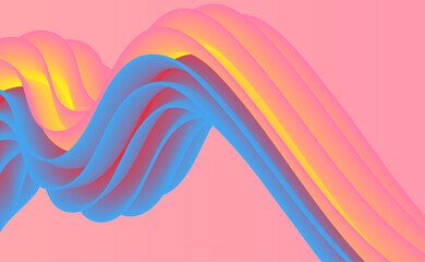 A vibrant 3D visualization of a twisting, fluid form in motion featuring bold colors, smooth geometry, and dynamic energy. Abstract dynamic style fluid lines for design elements.	
