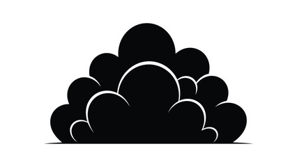 A minimalist illustration of a dark billowing cloud shape on white background