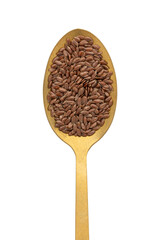 Metal spoon with flax seeds