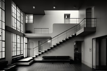 interior view of bauhaus inspired architecture