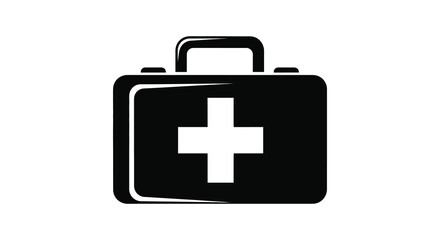 Black medical case with a white cross a stark design silhouette