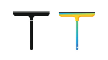 Two window squeegees one black and one colorful on a white background