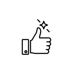 Thumbs up gesture with sparkles in minimal line art style  