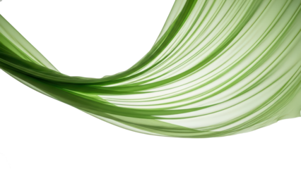 Green Fabric Swirl on White, Abstract Flowing Texture