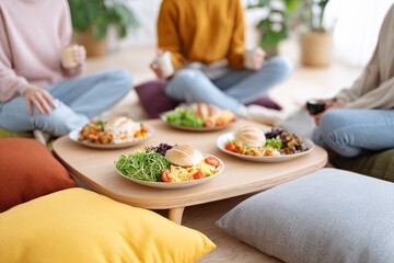 Friends enjoy healthy food and connect at a mindful morning
