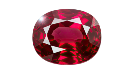 Oval Ruby Gemstone Isolated on White Background