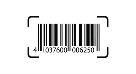 Barcode within a frame a dark silhouette representation of product identification