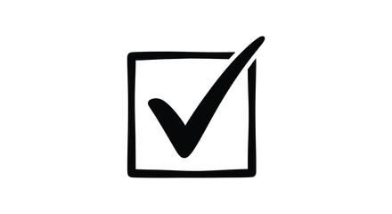 A black checkmark within a square frame a striking silhouette