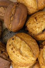 Assorted Healthy Sourdough Breads from Home Bakery. Artisan Bread Fresh from Oven. Rustic Homemade pastry