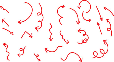 Hand Drawn Red Arrows Vector | Doodle Arrow Set in Red