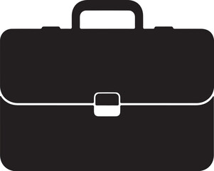 Fototapeta premium Black silhouette of a classic briefcase with a handle and clasp on a white background luggage business on transparent background