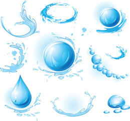 Dynamic Blue Water Splashes and Bubbles liquid