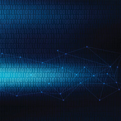 Digital Network Connection on Binary Code Background