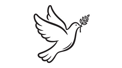 Fototapeta premium A dove flying with an olive branch in its beak, symbolizing peace and harmony in a serene environment