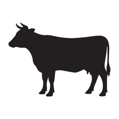 Black and white cow and bull silhouette vector illustration