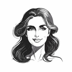 Elegant Realistic Woman Portrait Pencil Drawing with Wavy Hair and Collared Shirt in Neutral Background