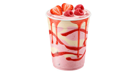 Berries smoothie freshness isolated on transparent background. Generative Ai, strawberry milkshake isolated on transparent background, smoothie strawberry