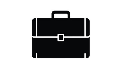 Simple black and white icon of a closed briefcase a business symbol