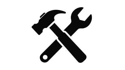 A crossed hammer and wrench symbolizing tools and repair work