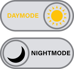 UI Theme Toggles Gray Capsule Switch Designs with Sun and Moon Icons for Day and Night Mode Selection in Digital Interfaces