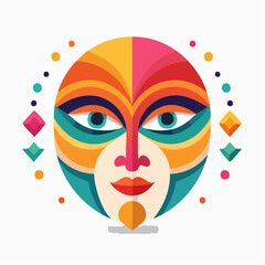 Vibrant illustration of a face with abstract colorful patterns and shapes surrounding it