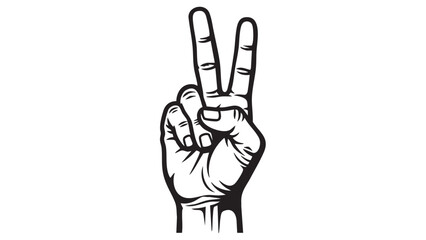 Fototapeta premium Vector illustration of a hand in the form of a man gesturing a victory sign with two fingers up to symbolise success and a person's palm body concept