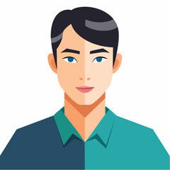 Illustration of a Young Man with a Neutral Expression Facing Forward