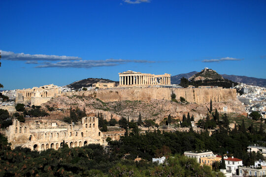 Vue de l'ensemble de l'acropole &agrave; partir du mont Filopappou