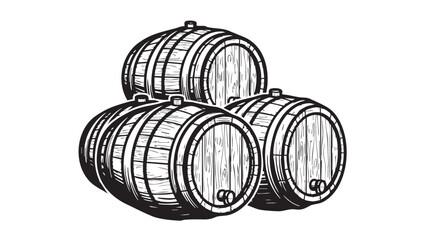 Three wooden barrels stacked together in a simple illustration