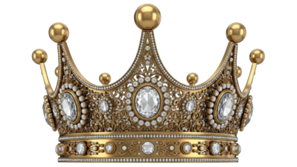 Golden antique royal crown on white background