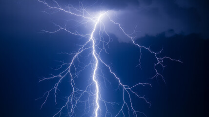 "Powerful Lightning Bolts Illuminating the Night Sky"