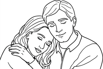 a couple resting in each other s arms minimalist