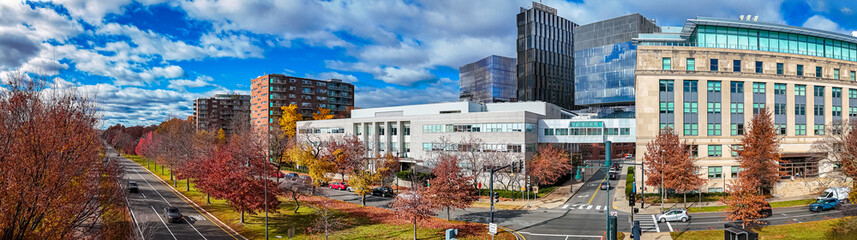 MIT Campus Buildings in Cambridge with Modern and Classical Architecture