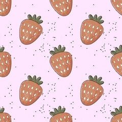 Seamless pattern with cartoon strawberries. colorful illustration. hand drawing, flat style. design for fabric, print, textile, wrapper