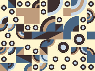 Abstract seamless pattern with retro colorful geometric circles, texture, vector illustration, and vintage textile design