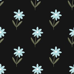 seamless pattern with cartoon flowers. hand drawing. design for fabric, print, textile, wrapper