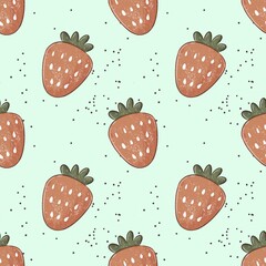 Seamless pattern with cartoon strawberries. colorful illustration. hand drawing, flat style. design for fabric, print, textile, wrapper