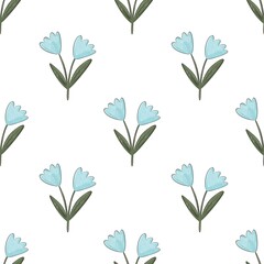 seamless pattern with cartoon flowers. hand drawing. design for fabric, print, textile, wrapper