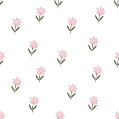 seamless pattern with cartoon flowers. hand drawing. design for fabric, print, textile, wrapper
