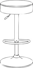 Silhouette of a Bar Stool in Natural Pose on White Background