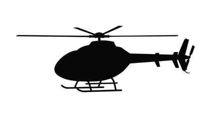 A simple black silhouette of a helicopter against a white background © Siam Studio