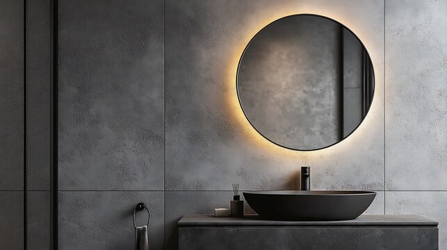Elegant concrete wall bathroom decor high resolution picture